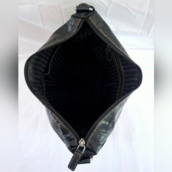 Jack Georges Uptown Hobo Black Leather Crossbody Shoulder Bag #7814 - Picture 11 of 13